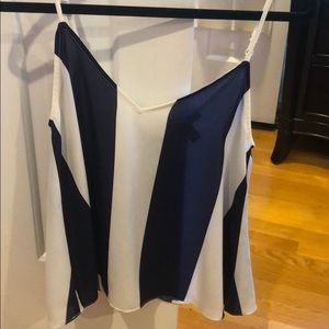 White and blue flowy tank